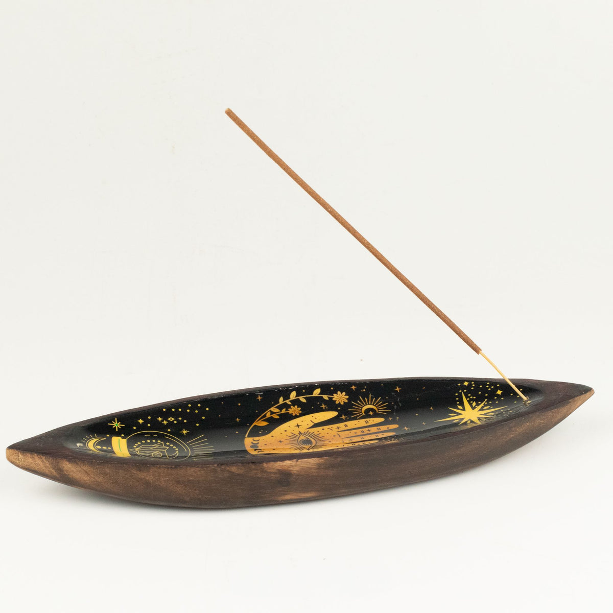 Emaille-Räucherschale Mango-Holz – Hamsa