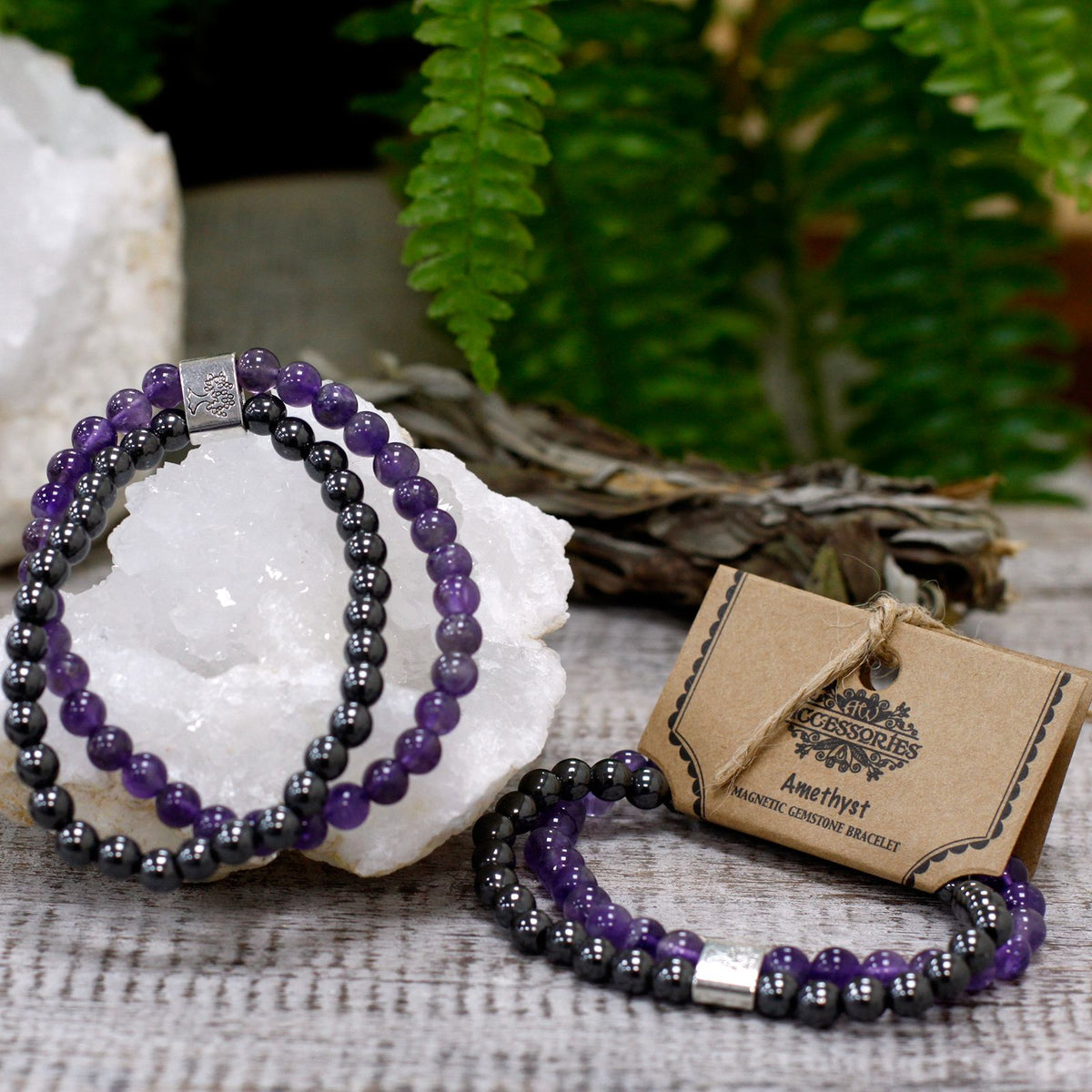 Magnetisches Amethyst-Armband – Edelsteinperlen