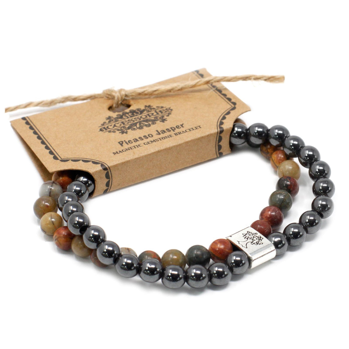 Magnetisches Picasso-Jaspis-Armband – Edelsteinperlen