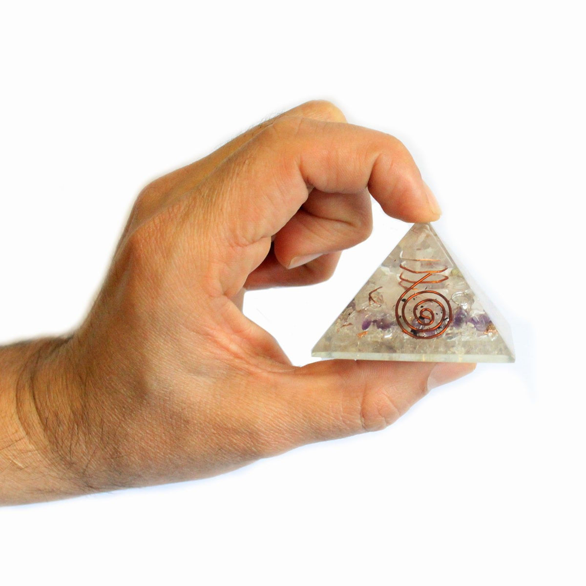 Orgonit Pyramide mittel 55 mm – Edelsteinsplitter & Kupfer