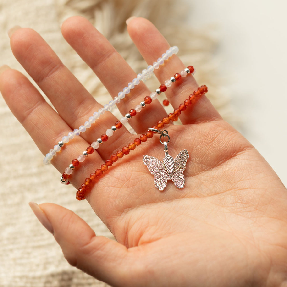 Edelstein-Armbandset Blood Moon – 3-teilig, Nymph