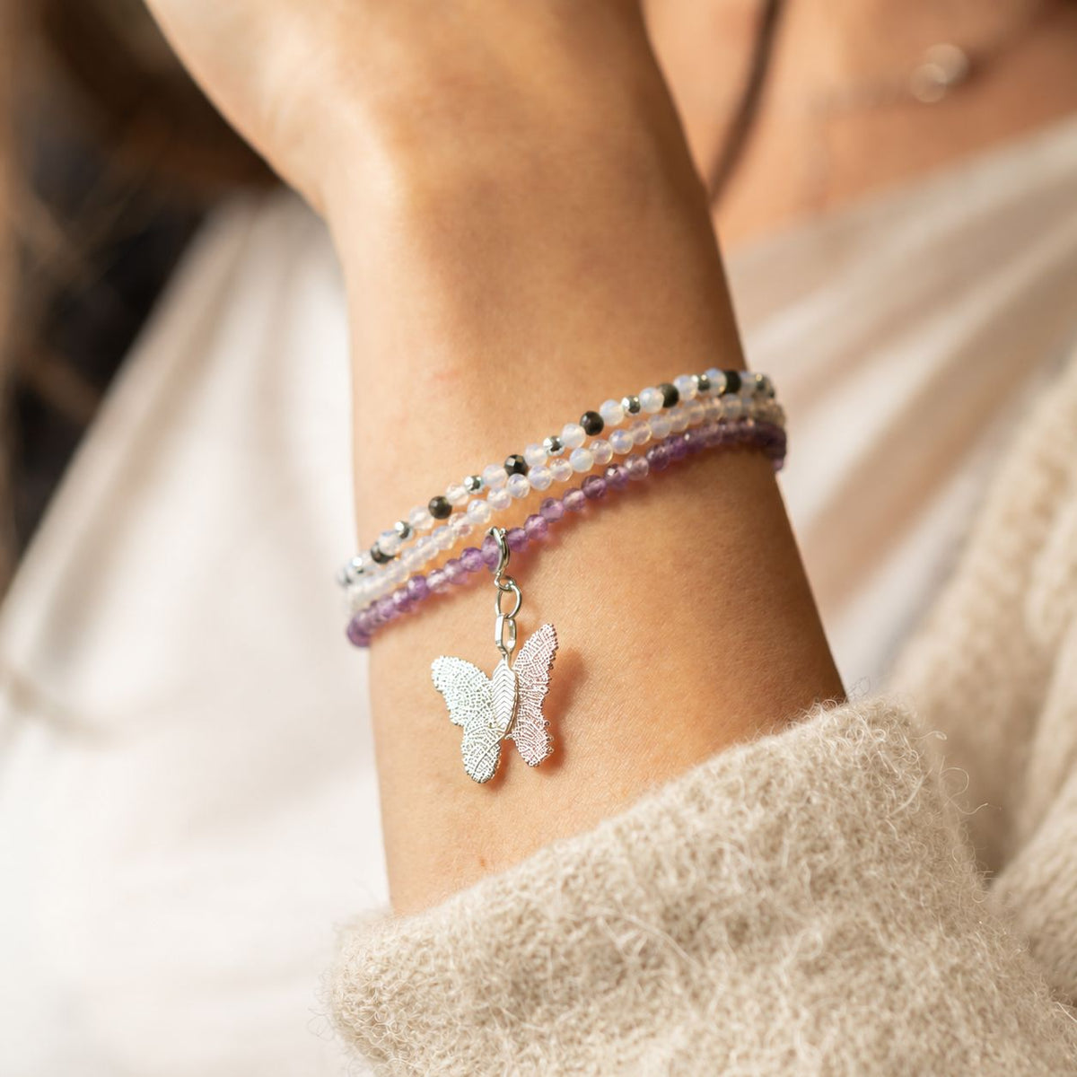 Edelstein-Armbandset Full Moon – 3-teilig, Nymph