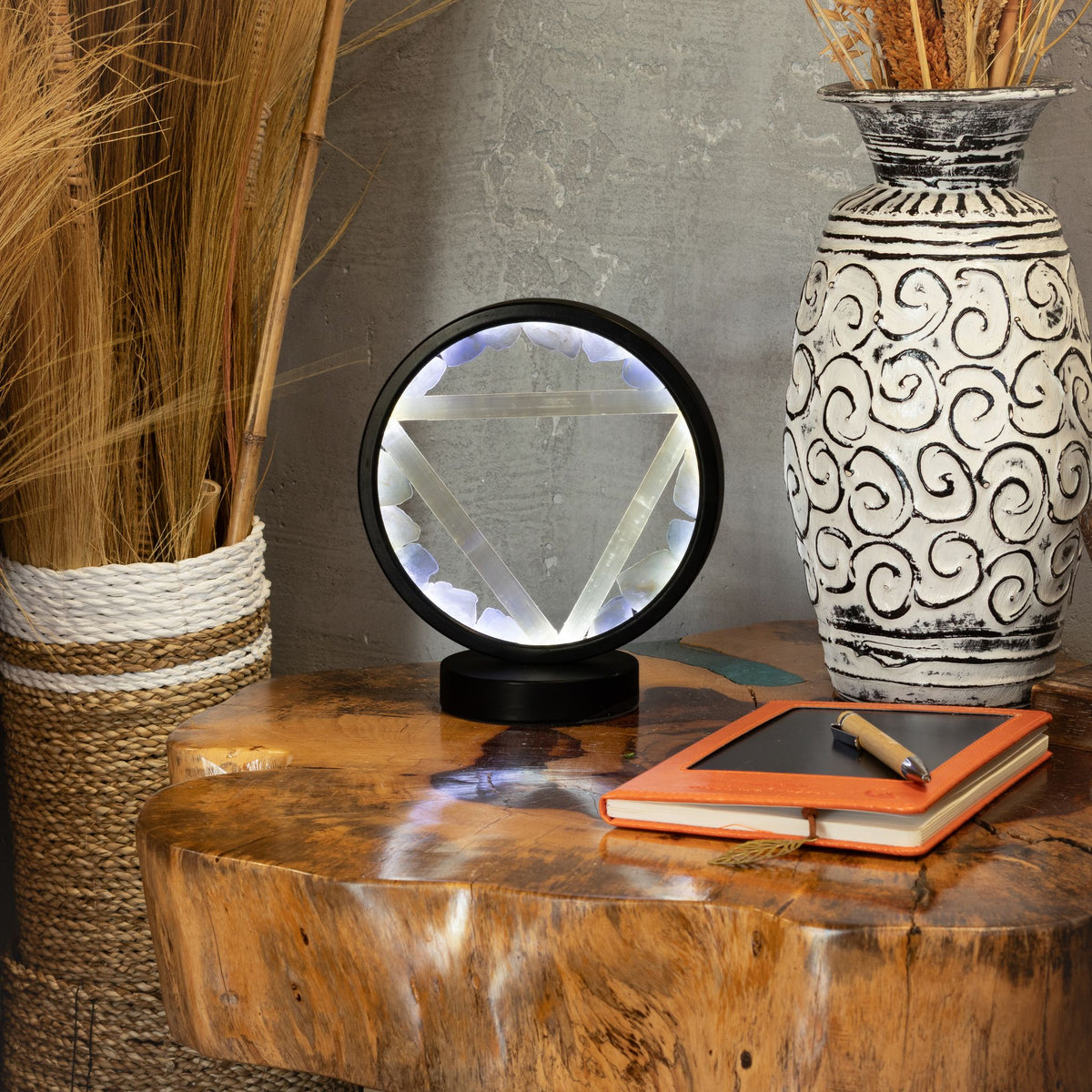 Edelstein Halo Lampe – Wasser – Aquamarin & Selenit