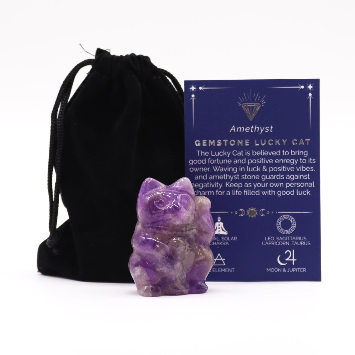 Edelstein-Glückskatze – Amethyst 50×35×25 mm