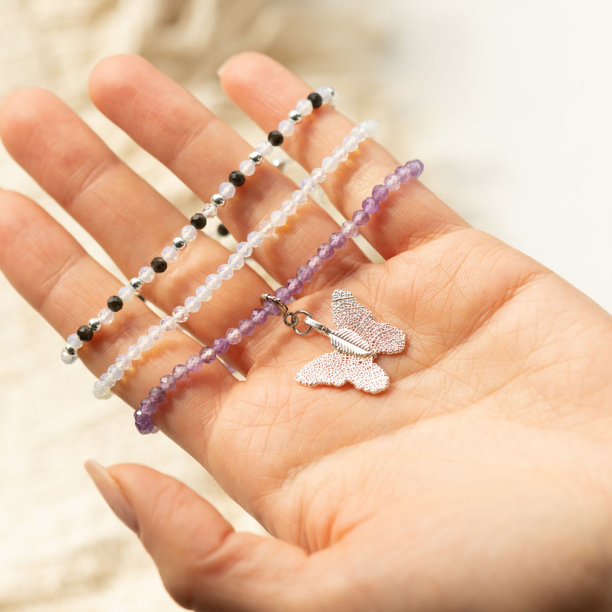 Edelstein-Armbandset Full Moon – 3-teilig, Nymph
