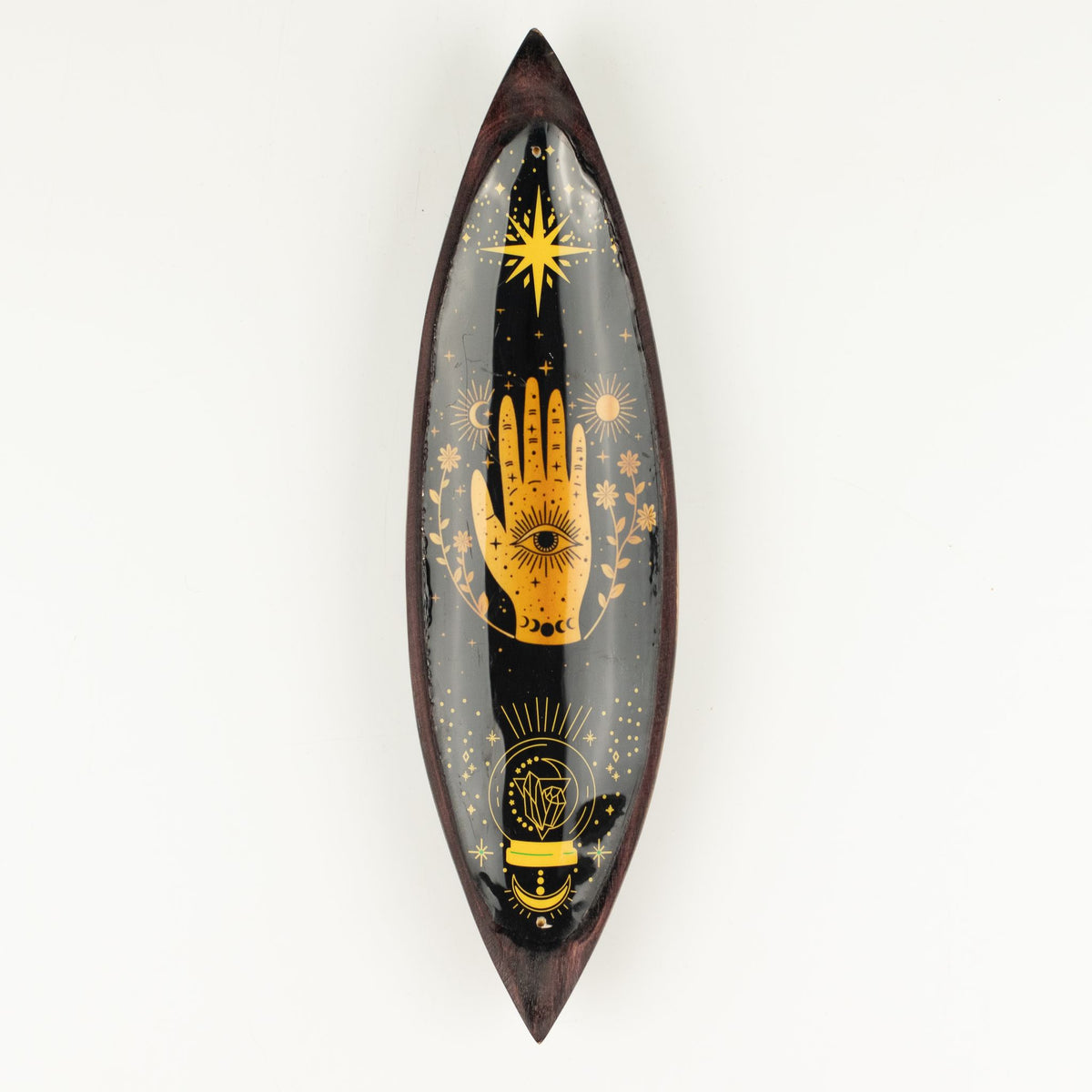 Emaille-Räucherschale Mango-Holz – Hamsa