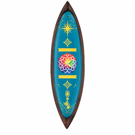 Emaille-Räucherschale Mango-Holz – Mandala