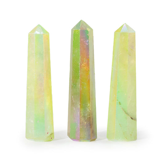 Edelstein-Obelisk ca. 9 cm – Aurora Quarz blassgrün