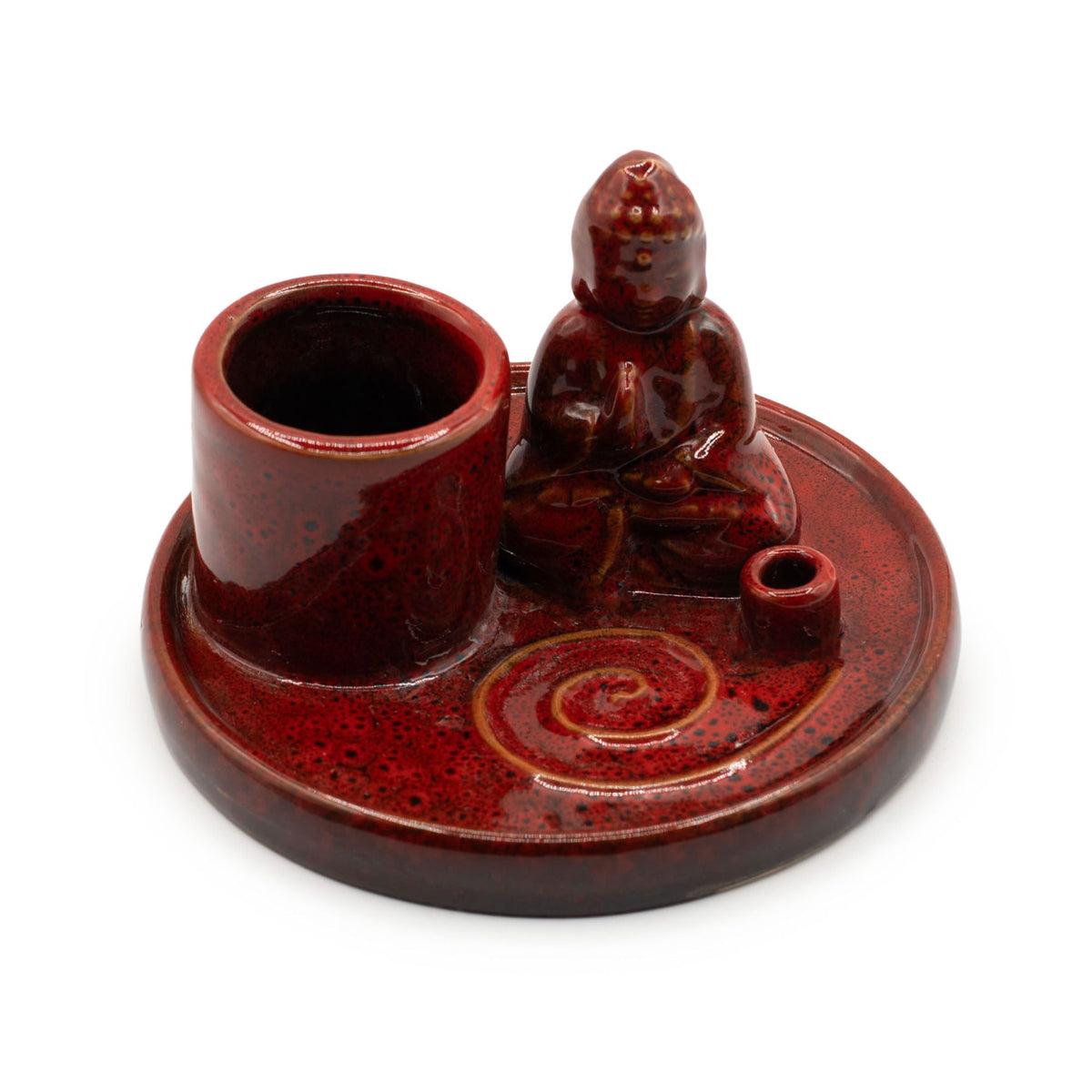 Buddha-Räucherplatte Keramik – Weiches Rot