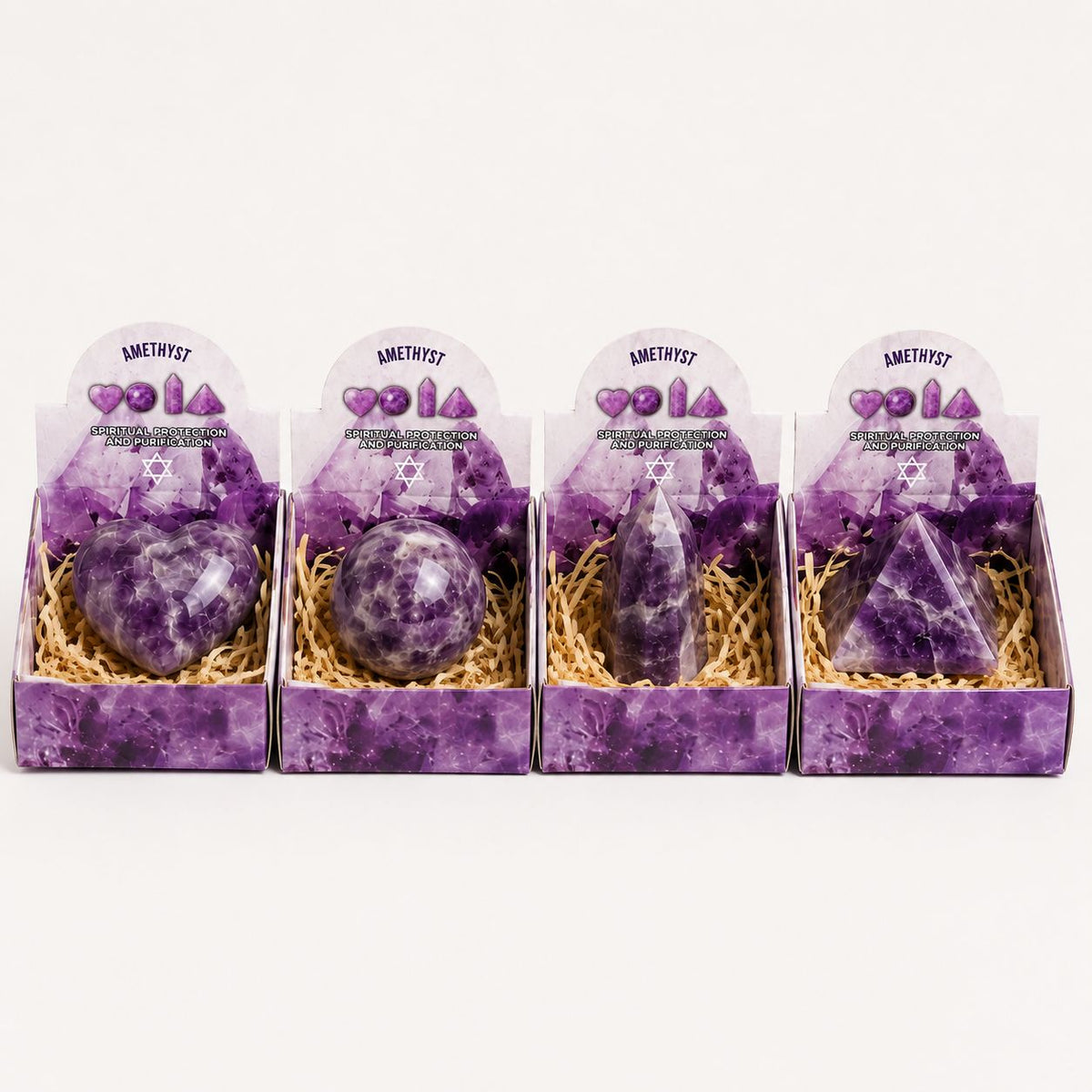 Vier Edelstein-Formen – Amethyst