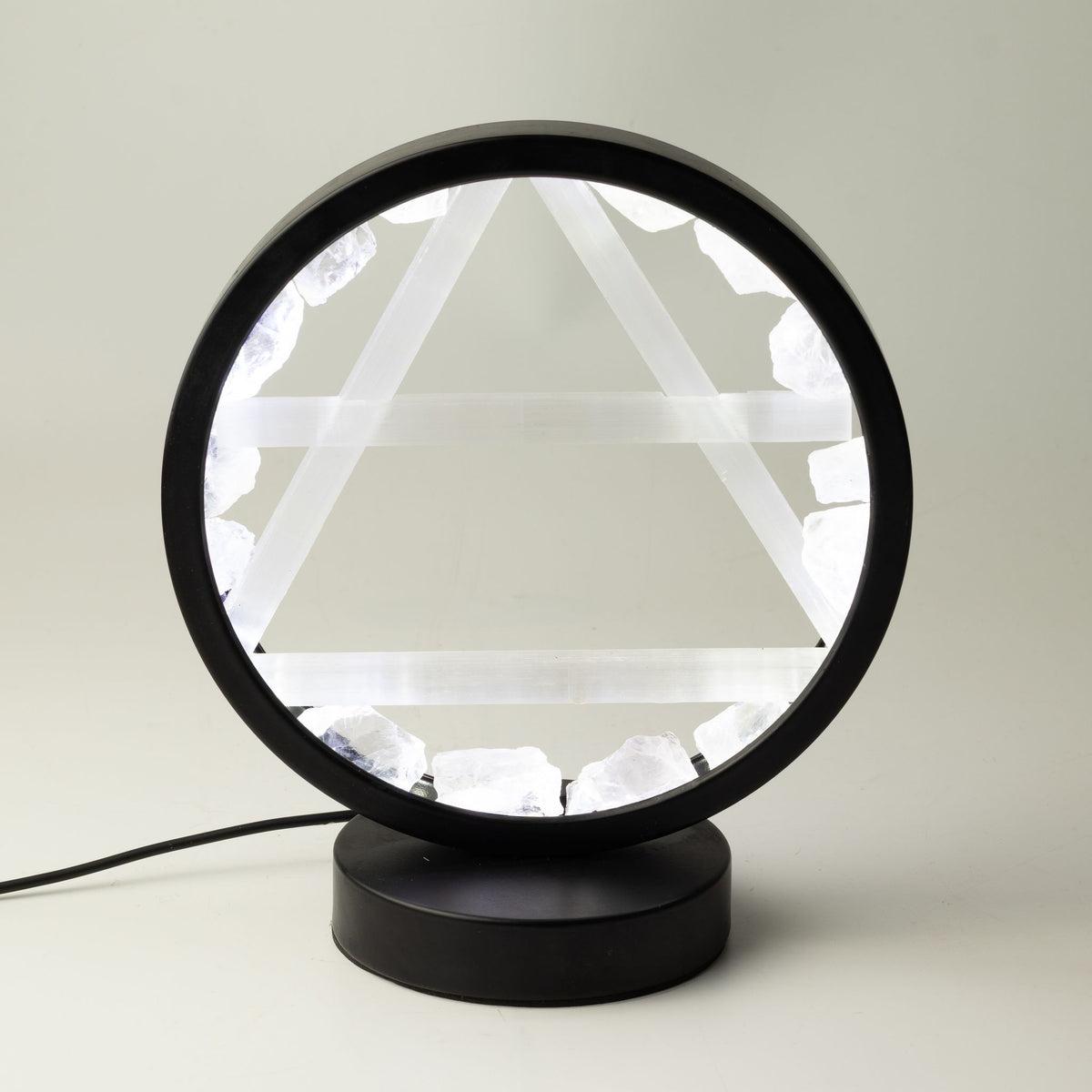 Edelstein Halo Lampe – Luft – Bergkristall & Selenit