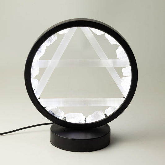 Edelstein Halo Lampe – Luft – Bergkristall & Selenit