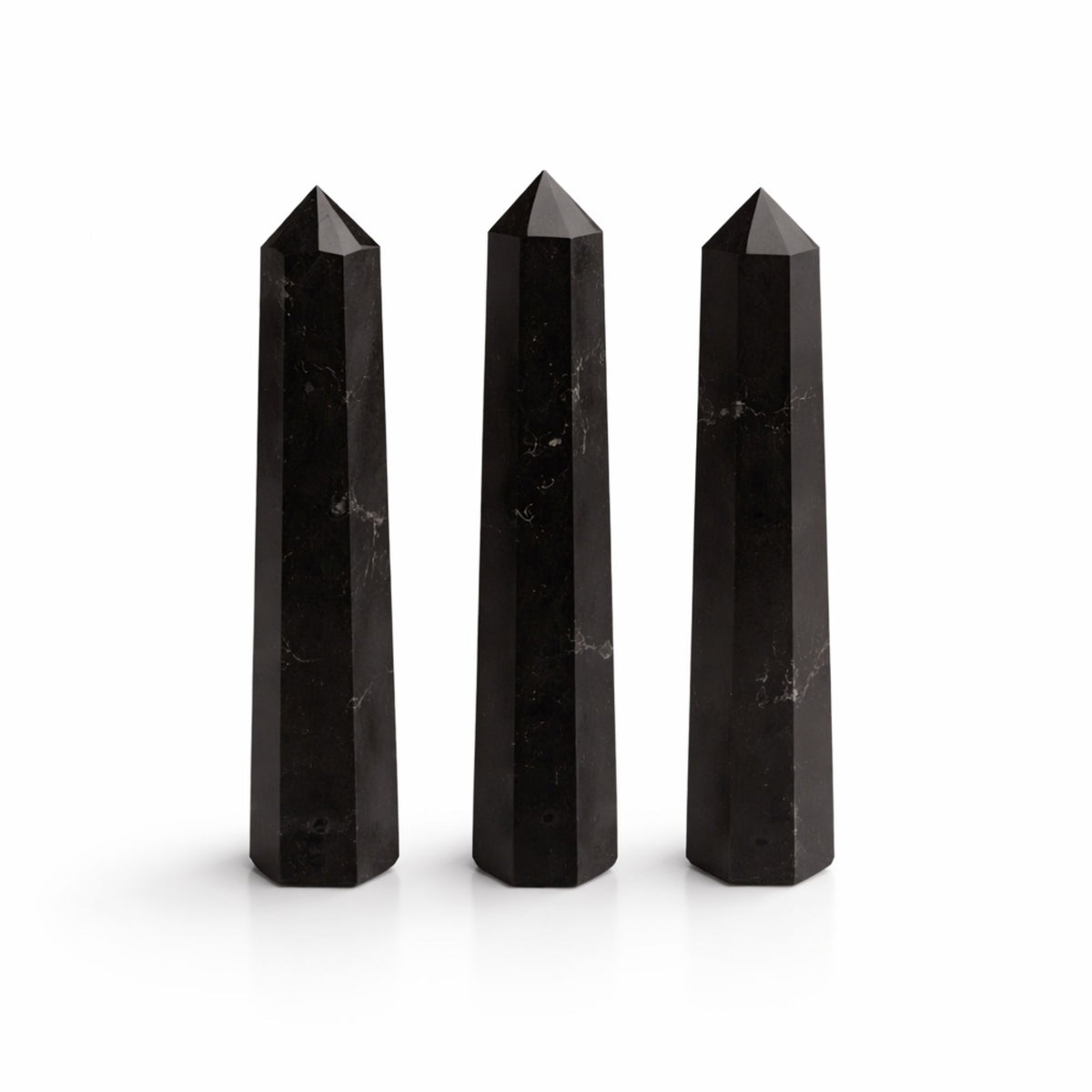Sechsseitiger Edelstein-Obelisk ca. 11 cm – Schwarzer Turmalin