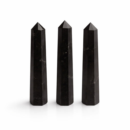 Sechsseitiger Edelstein-Obelisk ca. 11 cm – Schwarzer Turmalin