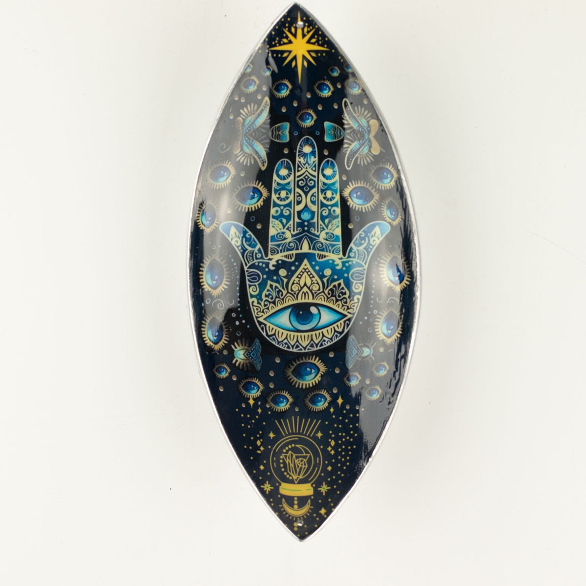 Emaille-Räucherschale Blauer Hamsa