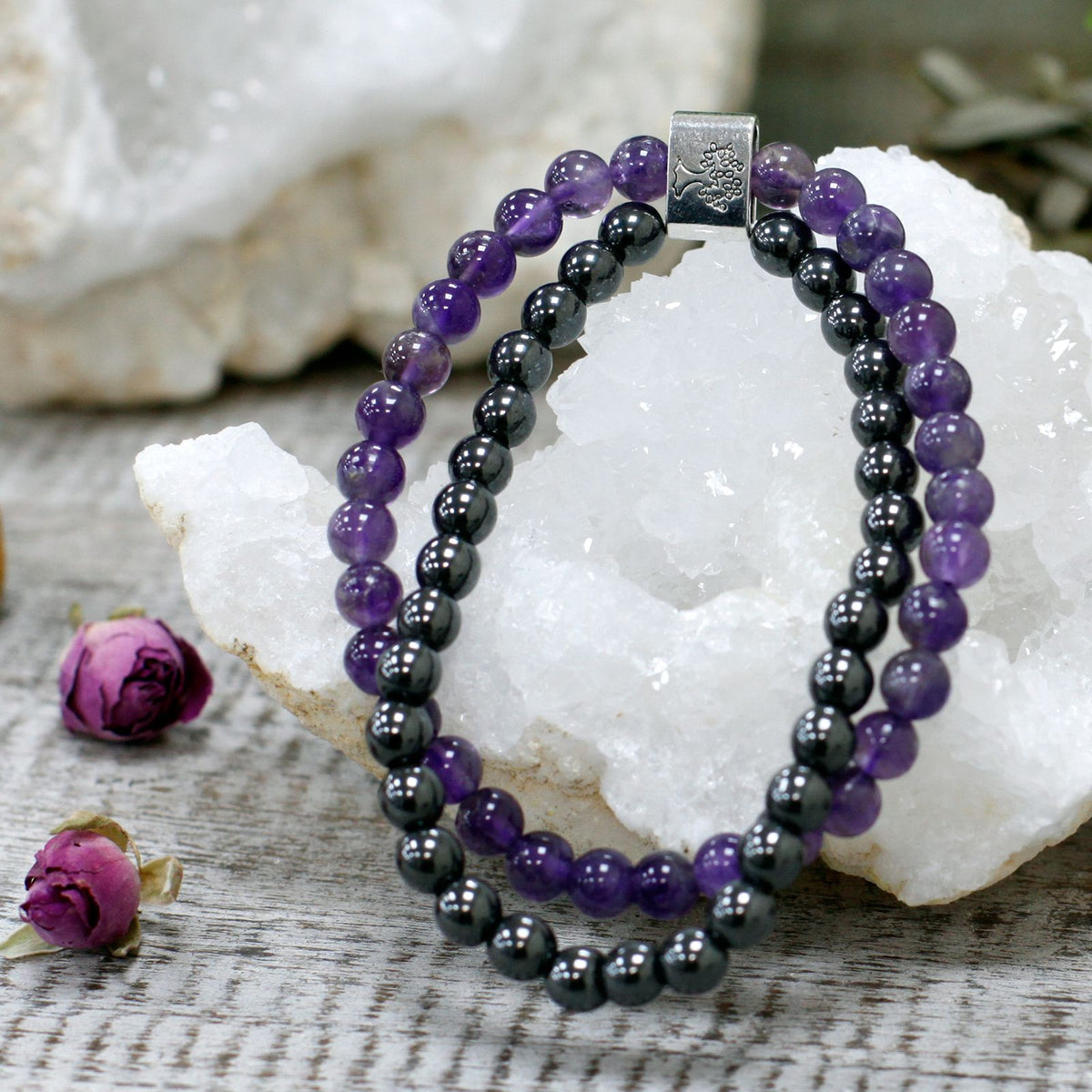 Magnetisches Amethyst-Armband – Edelsteinperlen