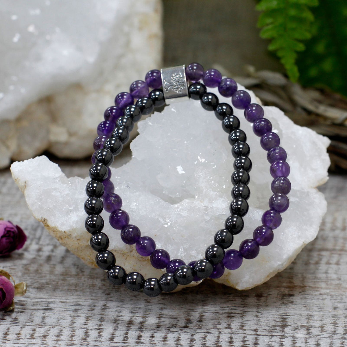 Magnetisches Amethyst-Armband – Edelsteinperlen