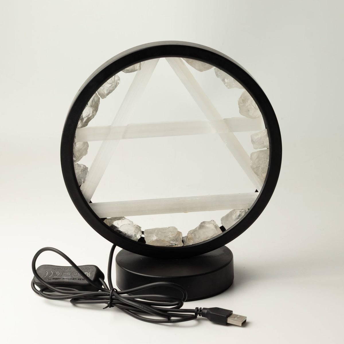Edelstein Halo Lampe – Luft – Bergkristall & Selenit