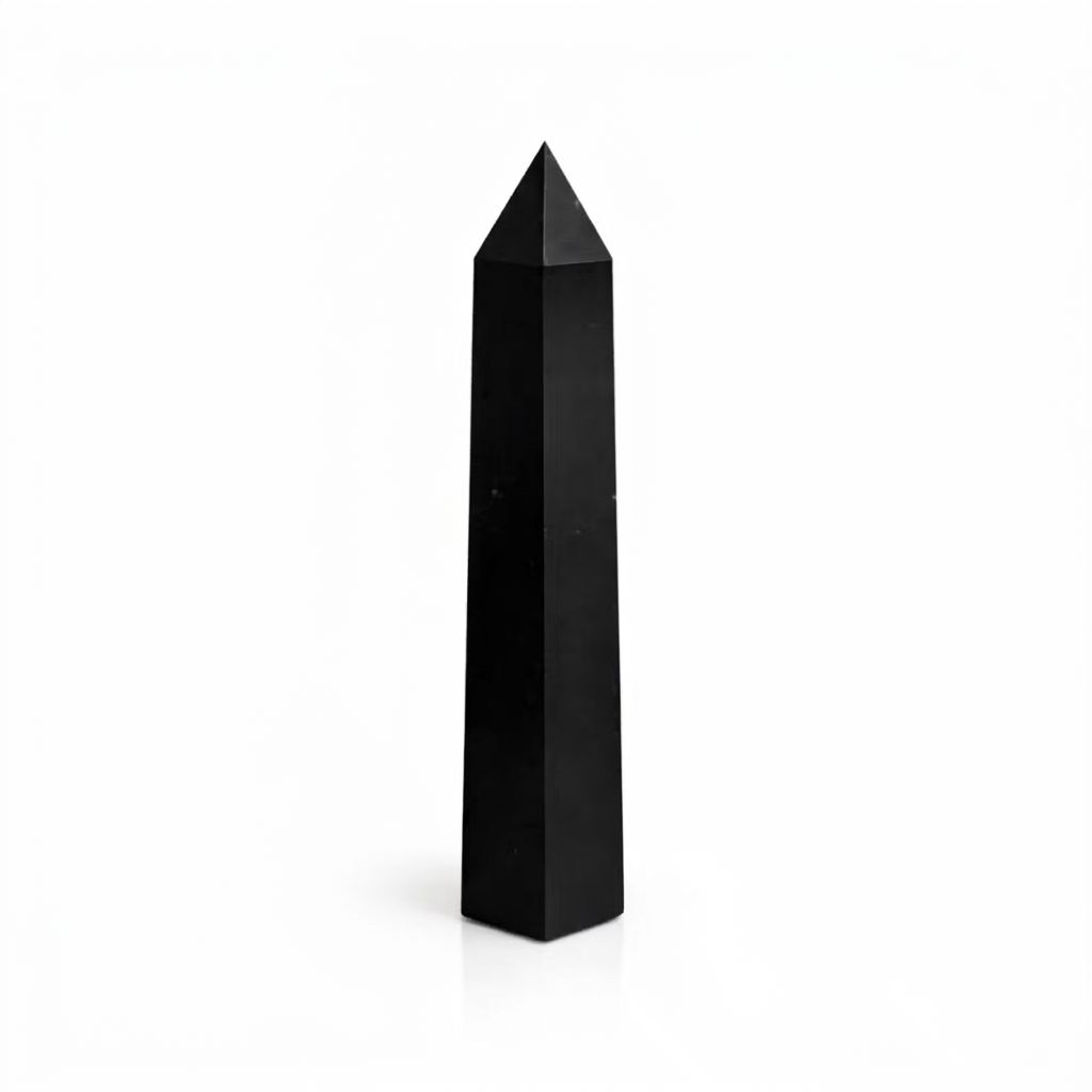 Sechsseitiger Edelstein-Obelisk ca. 17 cm – Schwarzer Turmalin