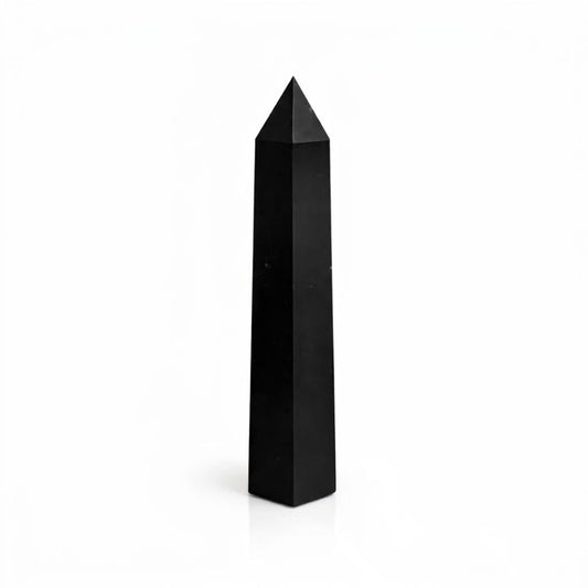 Sechsseitiger Edelstein-Obelisk ca. 17 cm – Schwarzer Turmalin