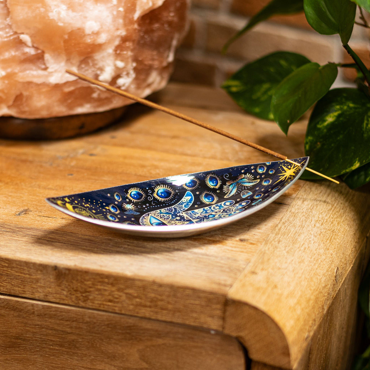 Emaille-Räucherschale Blauer Hamsa