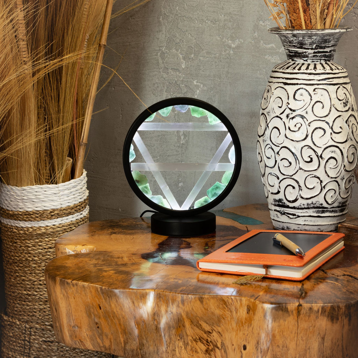 Edelstein Halo Lampe – Erde – Aventurin & Selenit