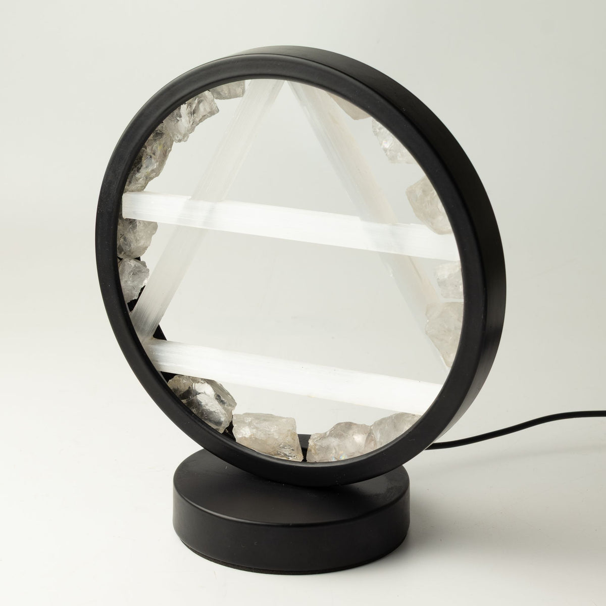 Edelstein Halo Lampe – Luft – Bergkristall & Selenit