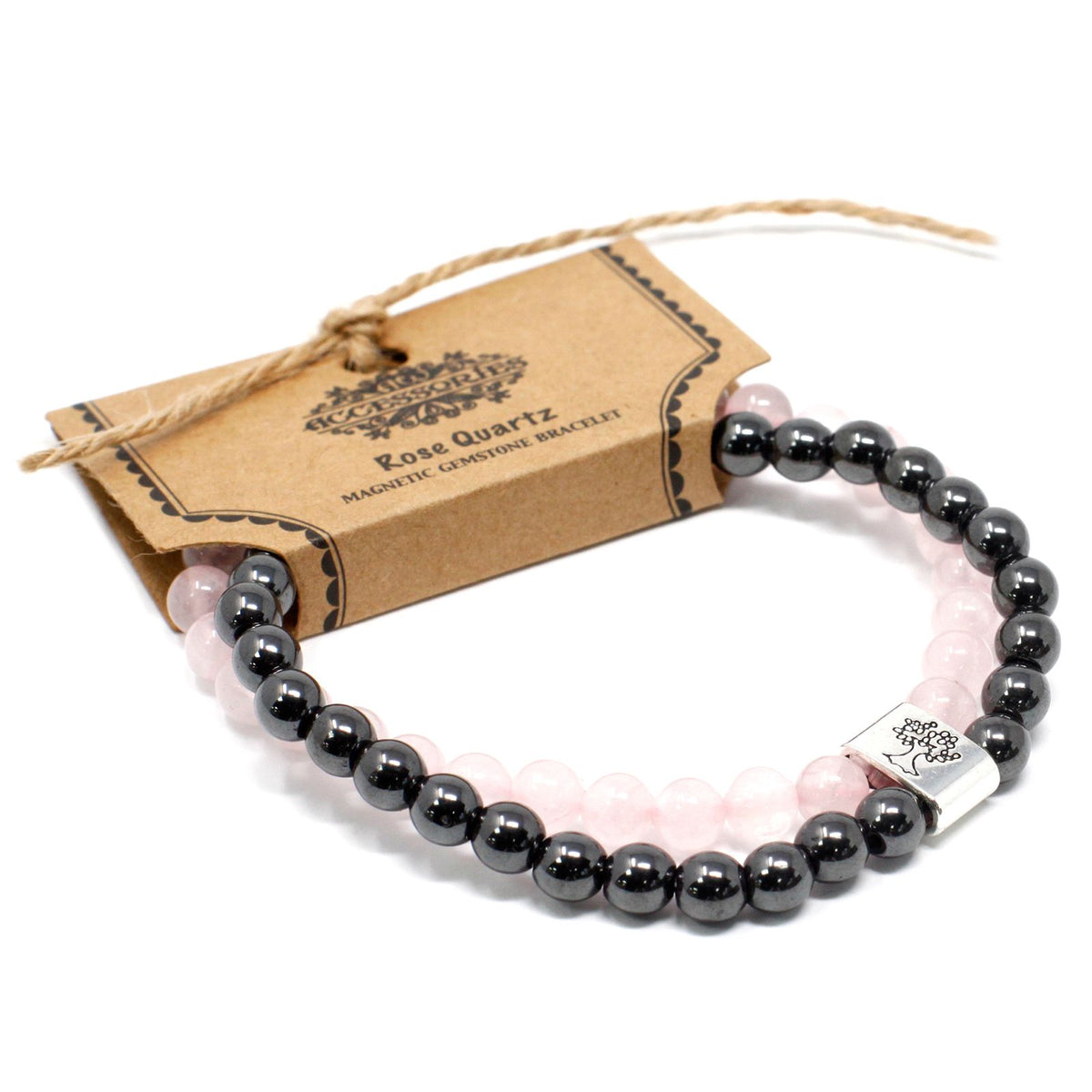 Magnetisches Rosenquarz-Armband – Edelsteinperlen