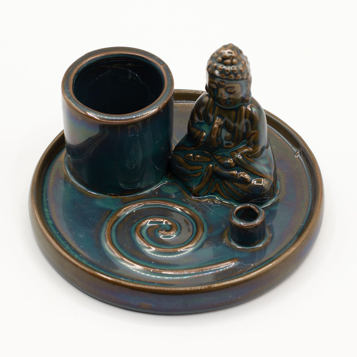 Buddha-Räucherplatte Keramik – Blau