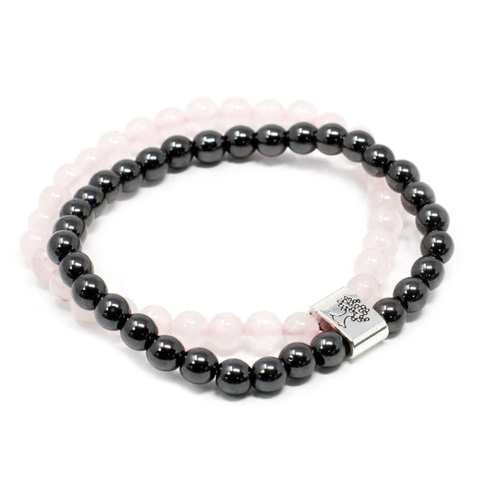 Magnetisches Rosenquarz-Armband – Edelsteinperlen