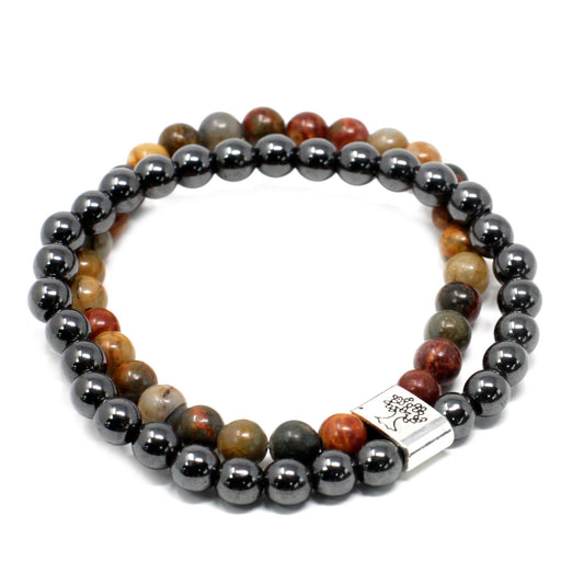 Magnetisches Picasso-Jaspis-Armband – Edelsteinperlen