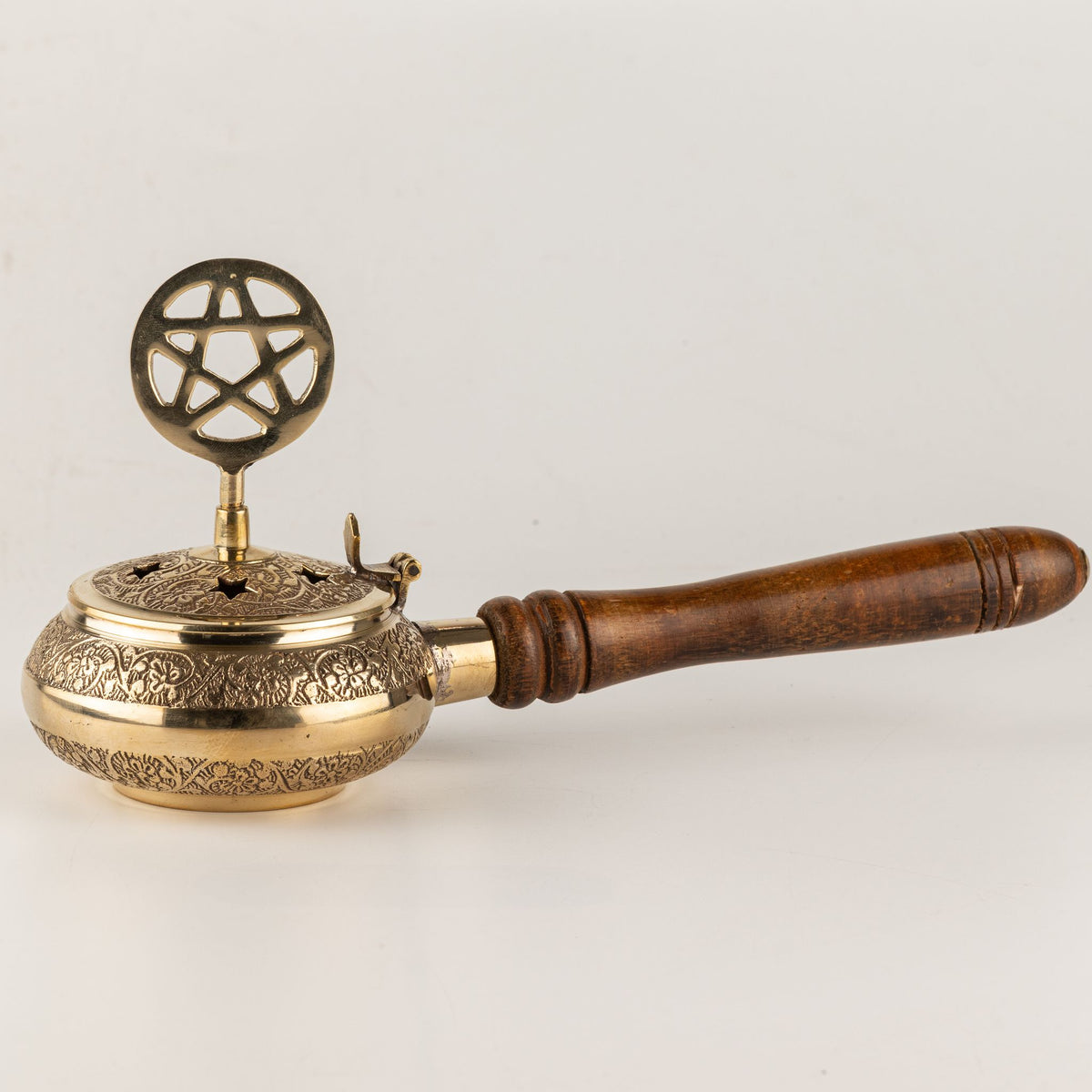Räuchergefäß mit Holzgriff – Pentagramm
