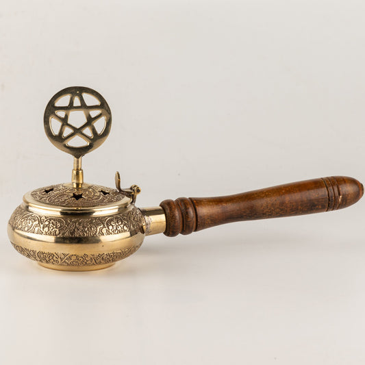 Räuchergefäß mit Holzgriff – Pentagramm