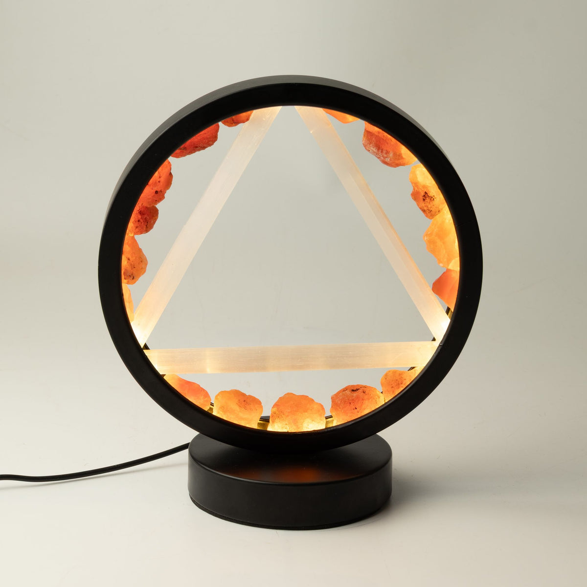 Edelstein Halo Lampe – Feuer – Karneol & Selenit