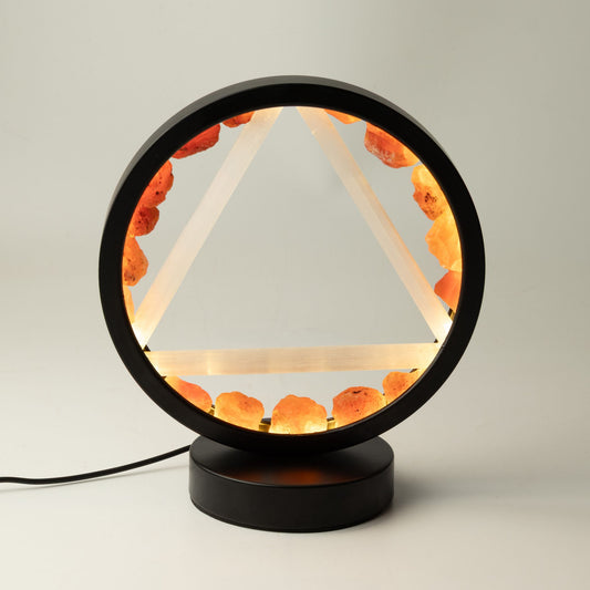 Edelstein Halo Lampe – Feuer – Karneol & Selenit