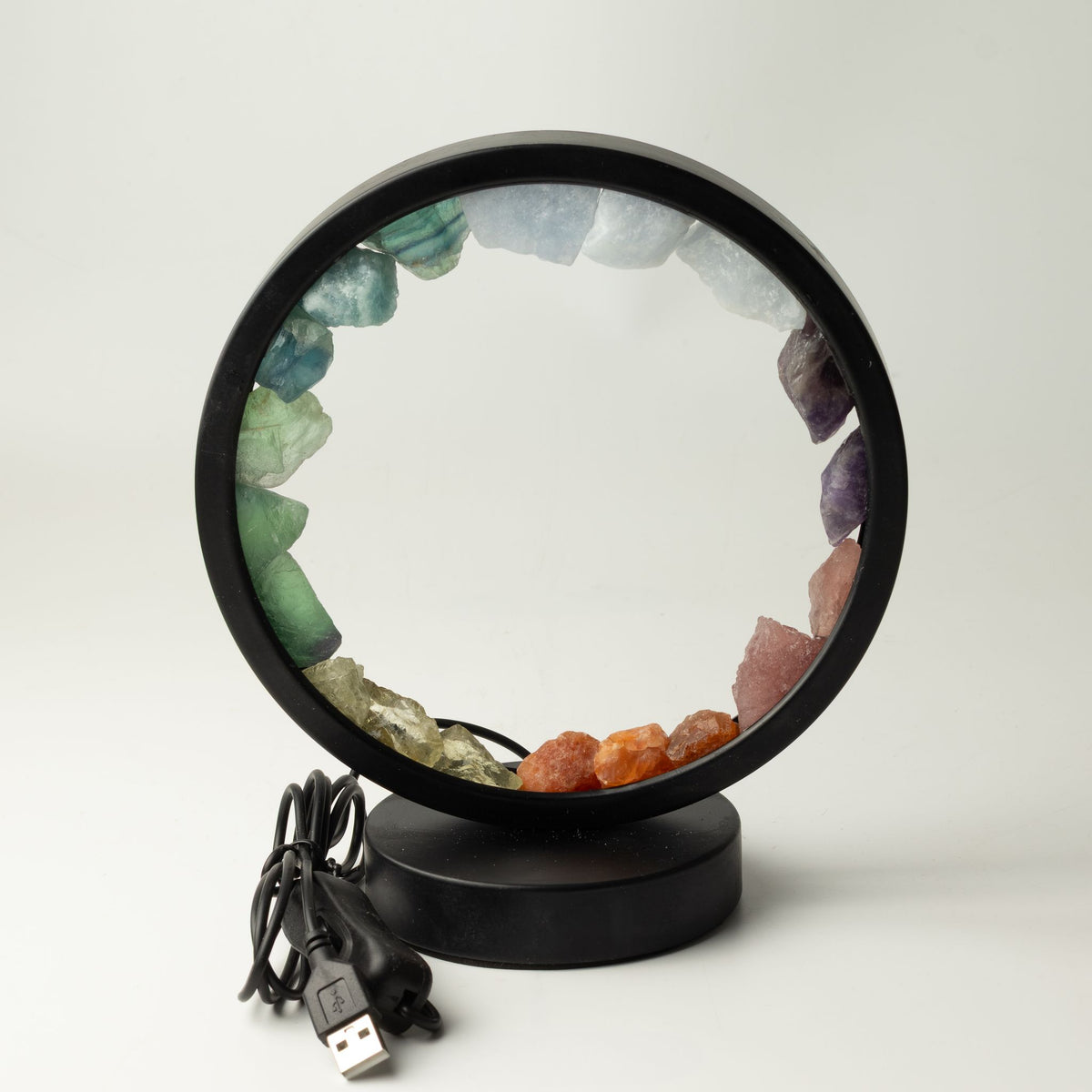 Edelstein Halo Lampe – 7 Chakren mit 7 Steinen