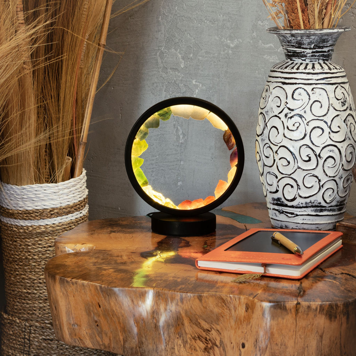 Edelstein Halo Lampe – 7 Chakren mit 7 Steinen