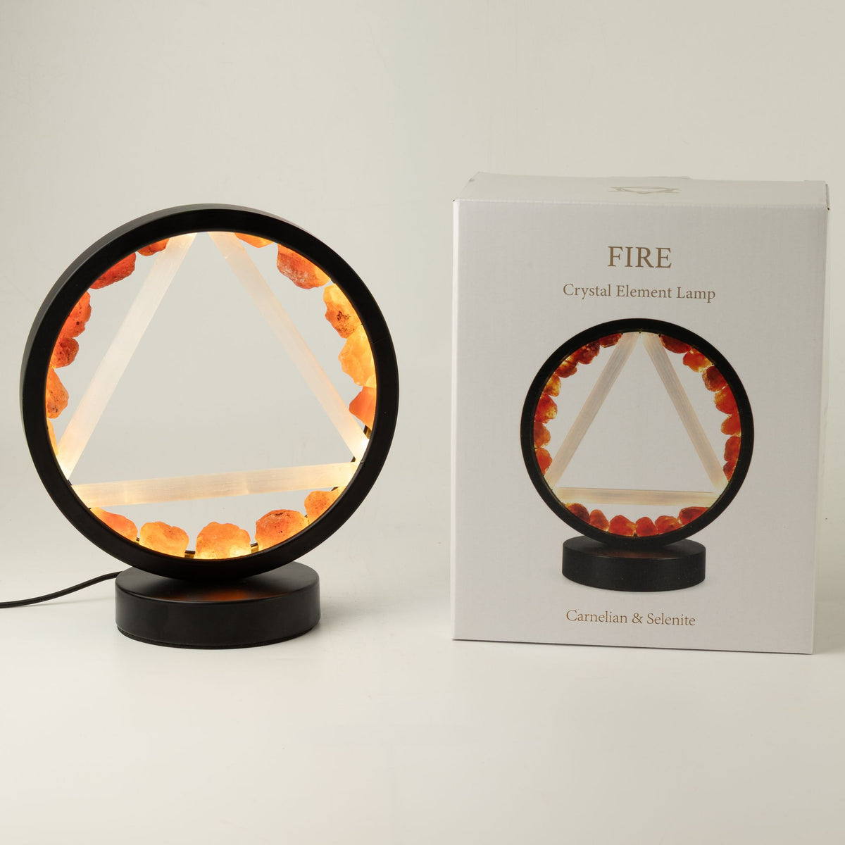 Edelstein Halo Lampe – Feuer – Karneol & Selenit