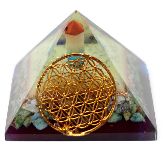 Orgonit Pyramide 70 mm – Blume des Lebens