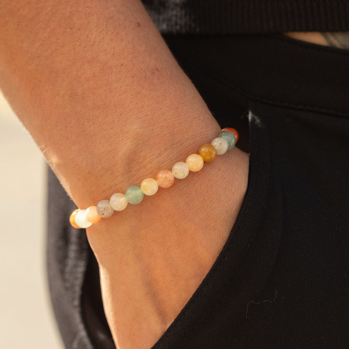Regenbogenachat-Armband Petite – 6 mm Perlen, 17 cm
