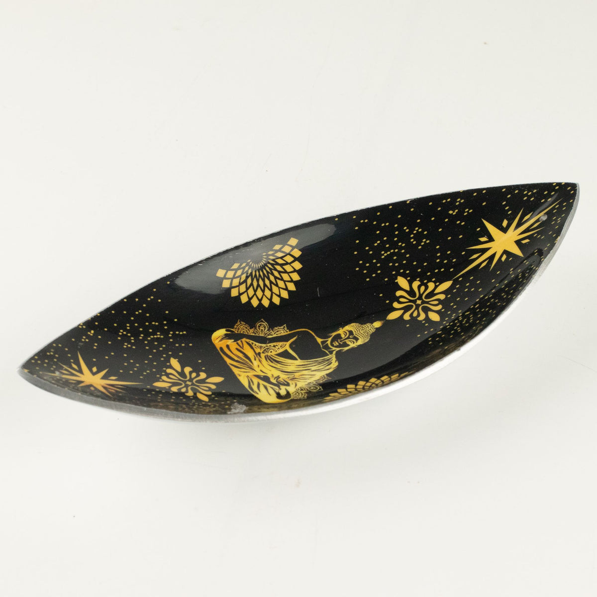 Emaille-Räucherschale Gold & Schwarzer Buddha