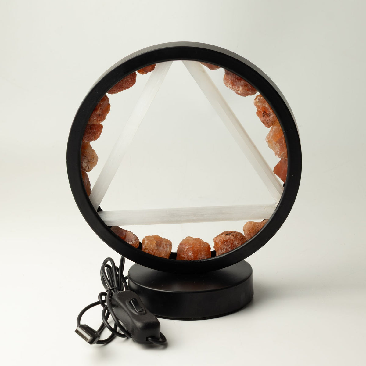 Edelstein Halo Lampe – Feuer – Karneol & Selenit