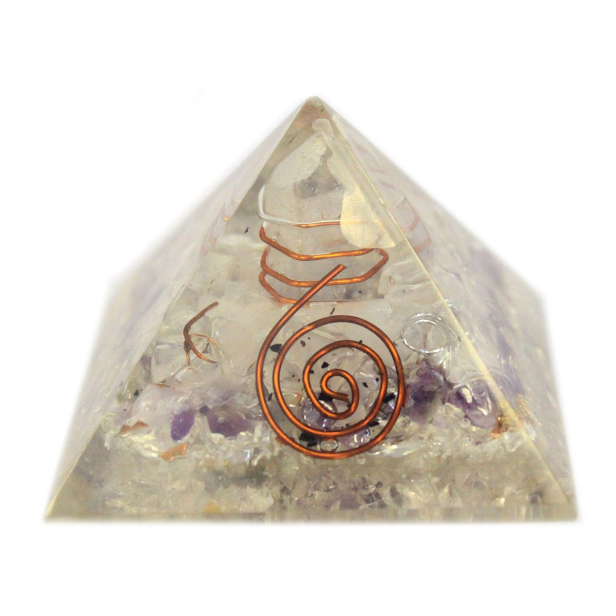 Orgonit Pyramide mittel 55 mm – Edelsteinsplitter & Kupfer