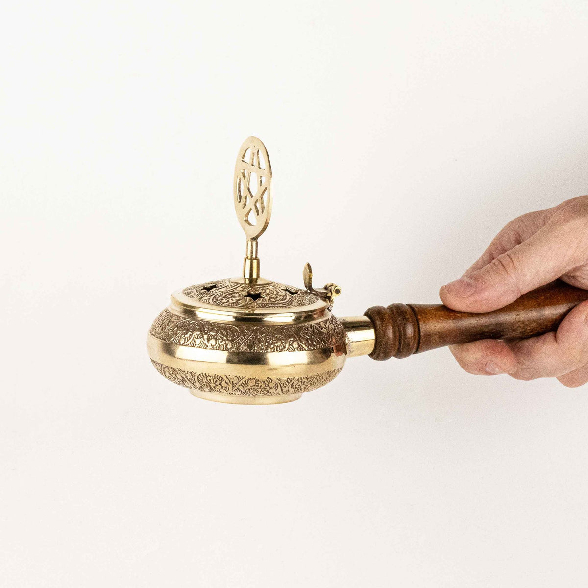 Räuchergefäß mit Holzgriff – Pentagramm