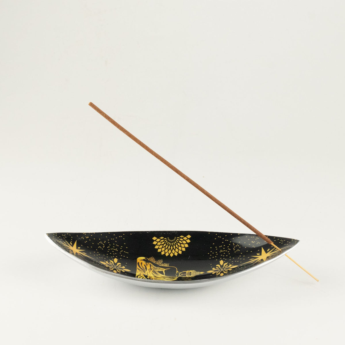 Emaille-Räucherschale Gold & Schwarzer Buddha