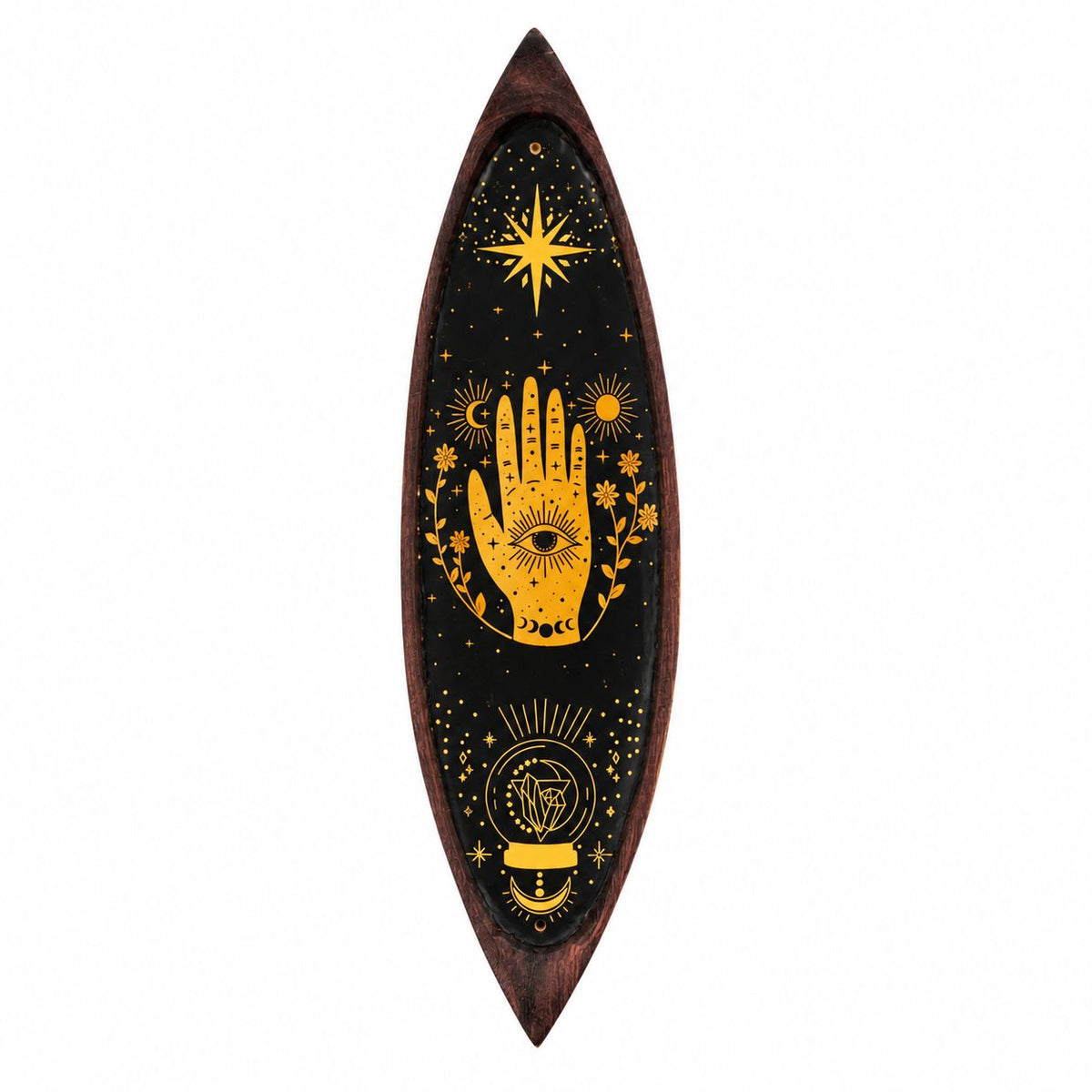 Emaille-Räucherschale Mango-Holz – Hamsa