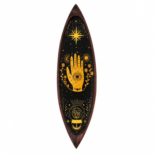 Emaille-Räucherschale Mango-Holz – Hamsa