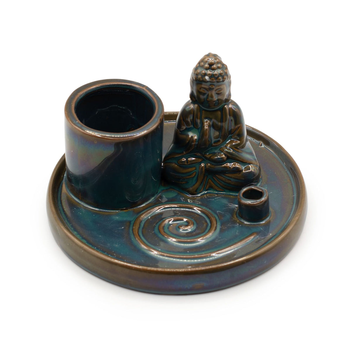 Buddha-Räucherplatte Keramik – Blau