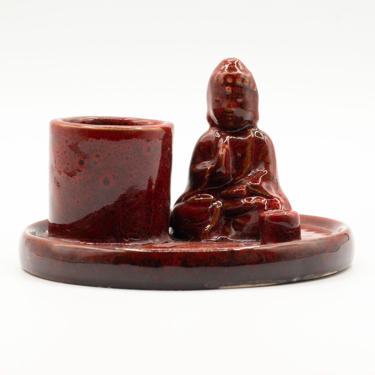 Buddha-Räucherplatte Keramik – Weiches Rot