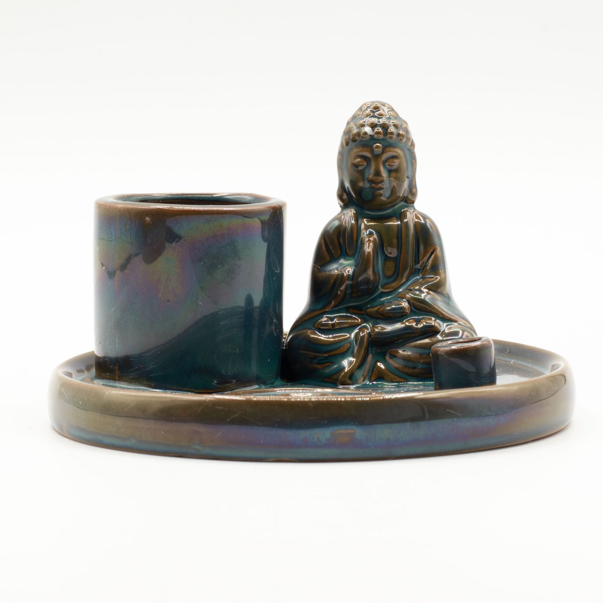 Buddha-Räucherplatte Keramik – Blau